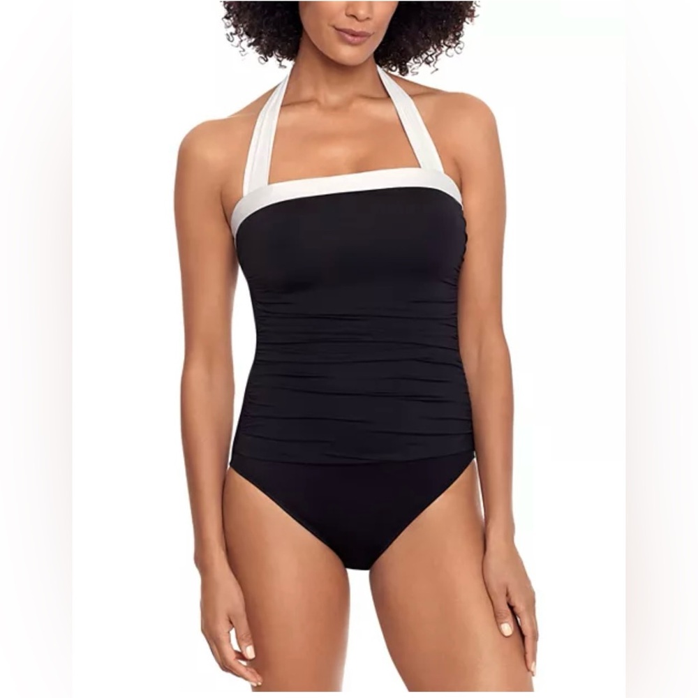 Lauren Ralph Lauren Bel Air High Neck One-Piece Swimsuit Black Size 4 NWT